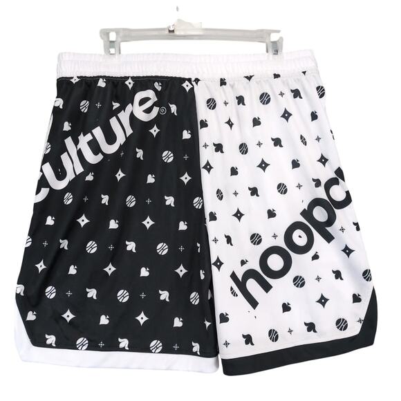 NWT Hoop Culture Men's L Basketball Shorts Black White Athletic Elastic Waist - Picture 2 of 10